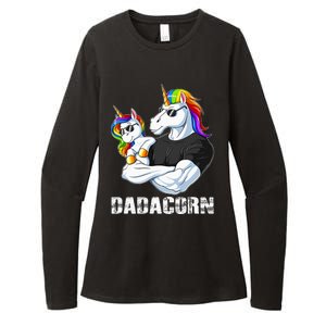 Dadacorn Unicorn Dad and Baby Christmas Papa Gift Womens CVC Long Sleeve Shirt