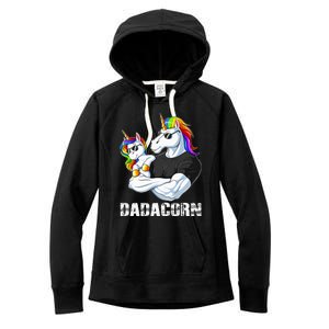 Dadacorn Unicorn Dad and Baby Christmas Papa Gift Women's Fleece Hoodie