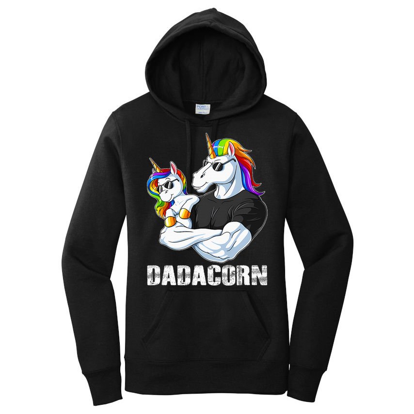 Dadacorn Unicorn Dad and Baby Christmas Papa Gift Women's Pullover Hoodie