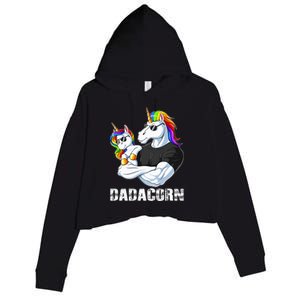 Dadacorn Unicorn Dad and Baby Christmas Papa Gift Crop Fleece Hoodie