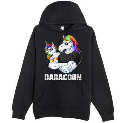 Dadacorn Unicorn Dad and Baby Christmas Papa Gift Premium Pullover Hoodie