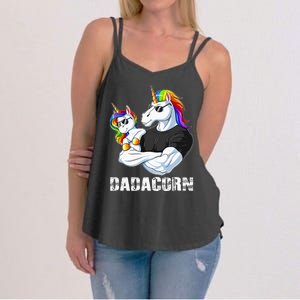 Dadacorn Unicorn Dad and Baby Christmas Papa Gift Women's Strappy Tank