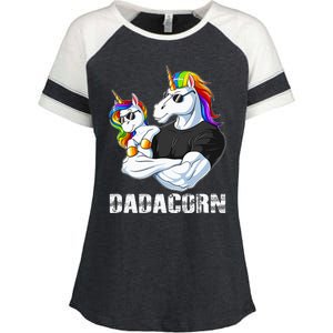 Dadacorn Unicorn Dad and Baby Christmas Papa Gift Enza Ladies Jersey Colorblock Tee