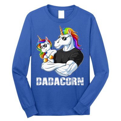 Dadacorn Unicorn Dad and Baby Christmas Papa Gift Long Sleeve Shirt