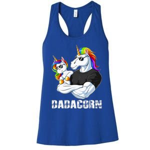 Dadacorn Unicorn Dad and Baby Christmas Papa Gift Women's Racerback Tank