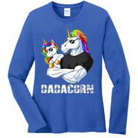 Dadacorn Unicorn Dad and Baby Christmas Papa Gift Ladies Long Sleeve Shirt