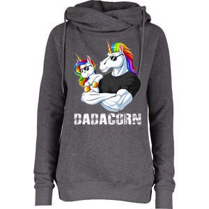 Dadacorn Unicorn Dad and Baby Christmas Papa Gift Womens Funnel Neck Pullover Hood