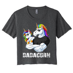 Dadacorn Unicorn Dad and Baby Christmas Papa Gift Women's Crop Top Tee