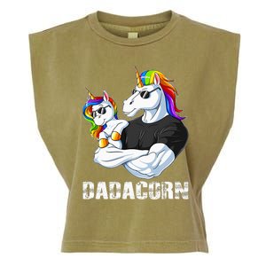 Dadacorn Unicorn Dad and Baby Christmas Papa Gift Garment-Dyed Women's Muscle Tee