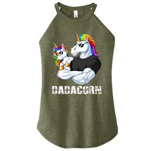 Dadacorn Unicorn Dad and Baby Christmas Papa Gift Women's Perfect Tri Rocker Tank