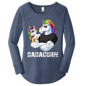 Dadacorn Unicorn Dad and Baby Christmas Papa Gift Women's Perfect Tri Tunic Long Sleeve Shirt