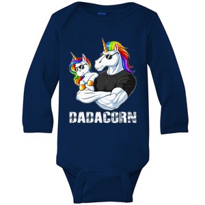 Dadacorn Unicorn Dad and Baby Christmas Papa Gift Baby Long Sleeve Bodysuit