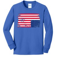 Distress Upside Down American Flag Kids Long Sleeve Shirt