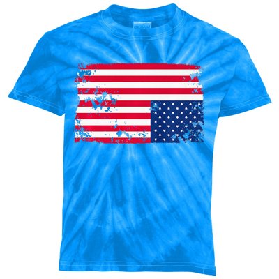 Distress Upside Down American Flag Kids Tie-Dye T-Shirt