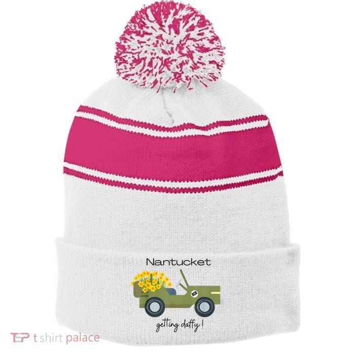 Daffodils Upon Daffodils Nantucket Getting Ack Stripe Pom Pom Beanie