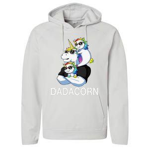 dadacorn unicorn dad far of 2 fars day Performance Fleece Hoodie