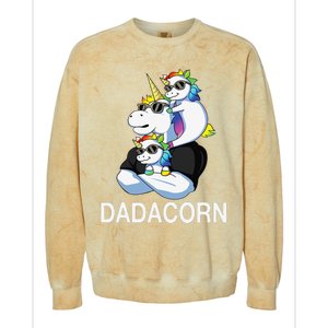 dadacorn unicorn dad far of 2 fars day Colorblast Crewneck Sweatshirt