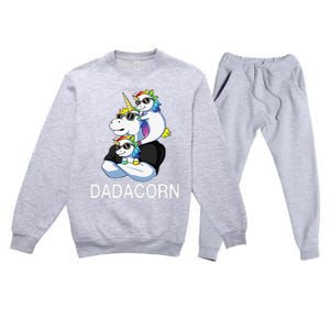 dadacorn unicorn dad far of 2 fars day Premium Crewneck Sweatsuit Set