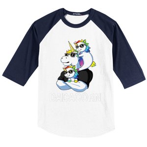 dadacorn unicorn dad far of 2 fars day Baseball Sleeve Shirt