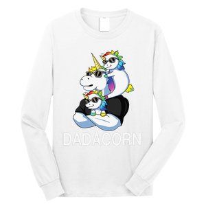 dadacorn unicorn dad far of 2 fars day Long Sleeve Shirt