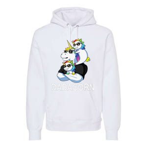 dadacorn unicorn dad far of 2 fars day Premium Hoodie