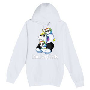 dadacorn unicorn dad far of 2 fars day Premium Pullover Hoodie