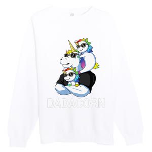 dadacorn unicorn dad far of 2 fars day Premium Crewneck Sweatshirt