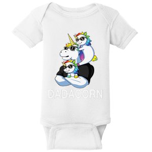 dadacorn unicorn dad far of 2 fars day Baby Bodysuit