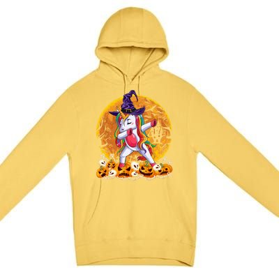 Dabbing Unicorn Dance Pumpkin Halloween Witch Skeleton Gift Premium Pullover Hoodie