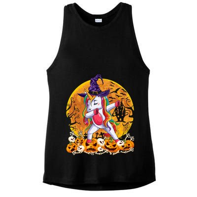 Dabbing Unicorn Dance Pumpkin Halloween Witch Skeleton Gift Ladies PosiCharge Tri-Blend Wicking Tank