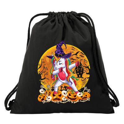 Dabbing Unicorn Dance Pumpkin Halloween Witch Skeleton Gift Drawstring Bag