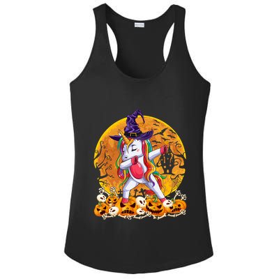 Dabbing Unicorn Dance Pumpkin Halloween Witch Skeleton Gift Ladies PosiCharge Competitor Racerback Tank