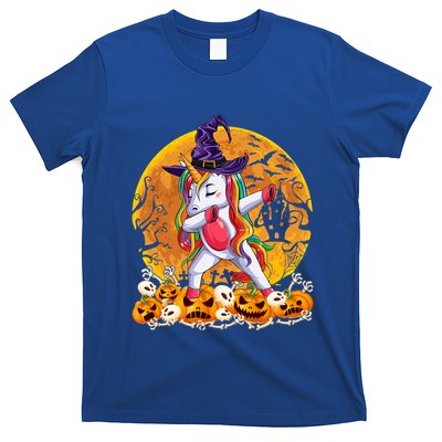 Dabbing Unicorn Dance Pumpkin Halloween Witch Skeleton Gift T-Shirt