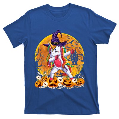 Dabbing Unicorn Dance Pumpkin Halloween Witch Skeleton Gift T-Shirt