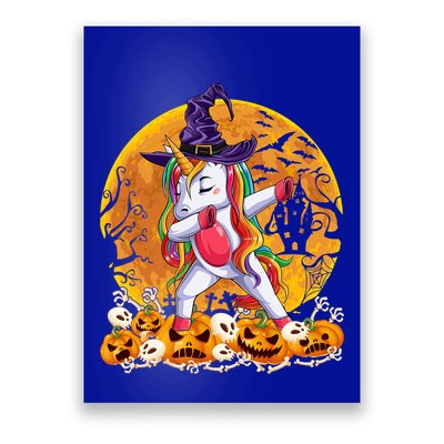 Dabbing Unicorn Dance Pumpkin Halloween Witch Skeleton Gift Poster