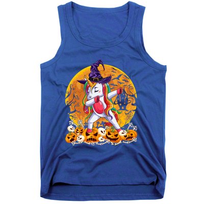 Dabbing Unicorn Dance Pumpkin Halloween Witch Skeleton Gift Tank Top