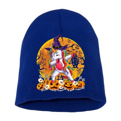 Dabbing Unicorn Dance Pumpkin Halloween Witch Skeleton Gift Short Acrylic Beanie