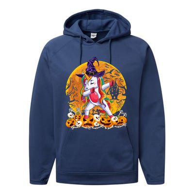 Dabbing Unicorn Dance Pumpkin Halloween Witch Skeleton Gift Performance Fleece Hoodie