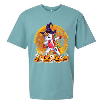 Dabbing Unicorn Dance Pumpkin Halloween Witch Skeleton Gift Sueded Cloud Jersey T-Shirt