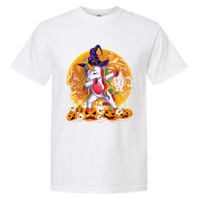 Dabbing Unicorn Dance Pumpkin Halloween Witch Skeleton Gift Garment-Dyed Heavyweight T-Shirt