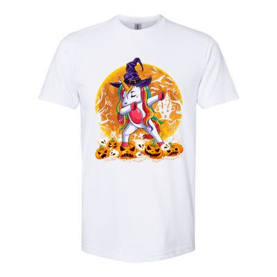 Dabbing Unicorn Dance Pumpkin Halloween Witch Skeleton Gift Softstyle CVC T-Shirt