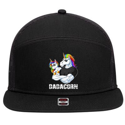 Dadacorn Unicorn Dad and Baby Christmas Papa Gift 7 Panel Mesh Trucker Snapback Hat
