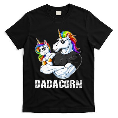 Dadacorn Unicorn Dad and Baby Christmas Papa Gift T-Shirt