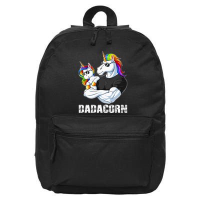 Dadacorn Unicorn Dad and Baby Christmas Papa Gift 16 in Basic Backpack