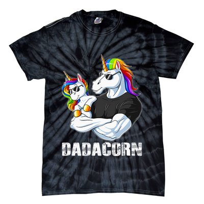 Dadacorn Unicorn Dad and Baby Christmas Papa Gift Tie-Dye T-Shirt