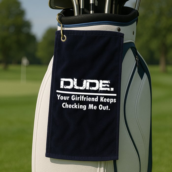 Dude Your Girlfriend Keeps Checking Me Out Golf Towel