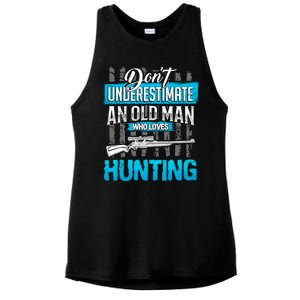 Don't Under Estimate An Old Man Who Loves Hunting Ladies PosiCharge Tri-Blend Wicking Tank