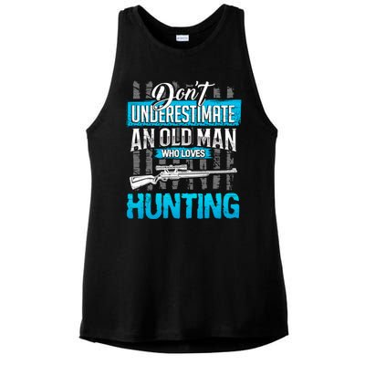 Don't Under Estimate An Old Man Who Loves Hunting Ladies PosiCharge Tri-Blend Wicking Tank