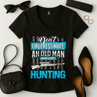 Don't Under Estimate An Old Man Who Loves Hunting Women's V-Neck T-Shirt