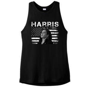 Distressed Us Flag Kamala Harris 2024 Madam Vice President Gift Ladies PosiCharge Tri-Blend Wicking Tank